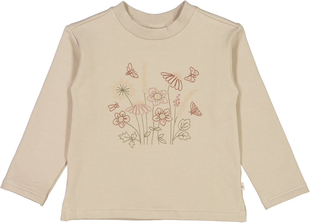Wheat sweatshirt flowerbouquet embroidery - Gravel