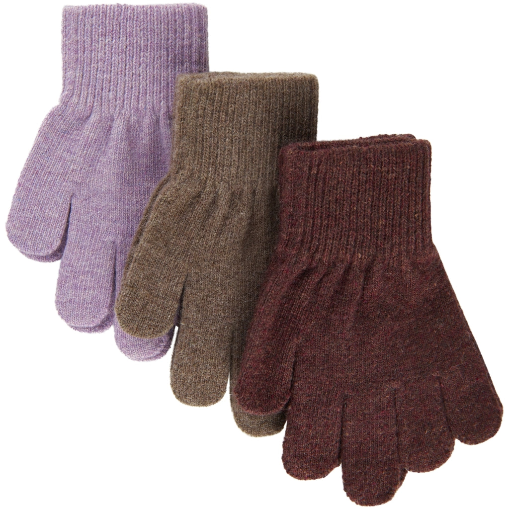 Mikk-line magic gloves 3 pack - Dark mink/Slate black/Chalk violet