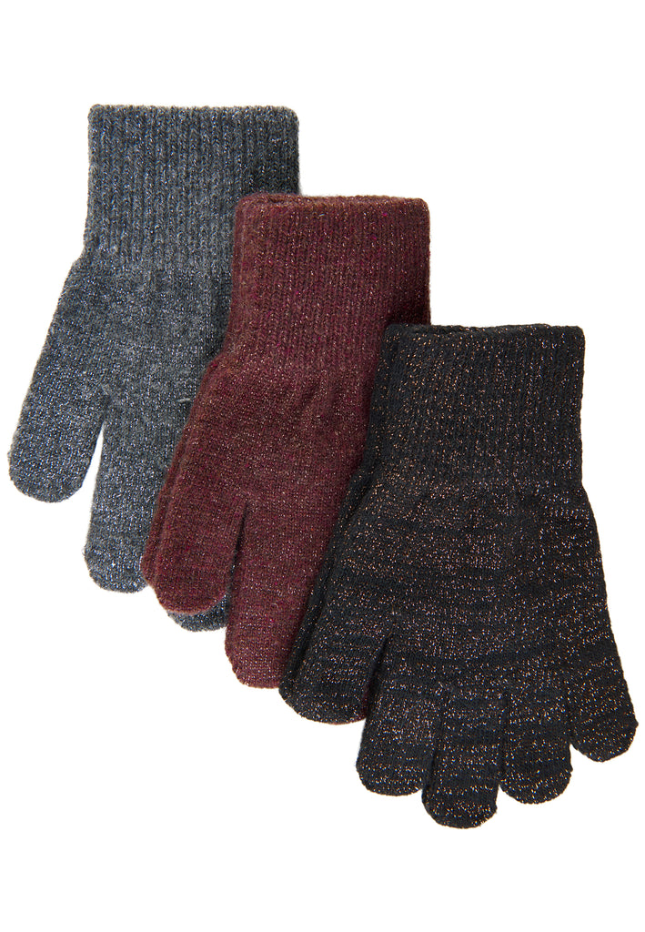 Mikk-line magic gloves 3 pack w. lurex - Decadent chocolate/Black/Antrazite