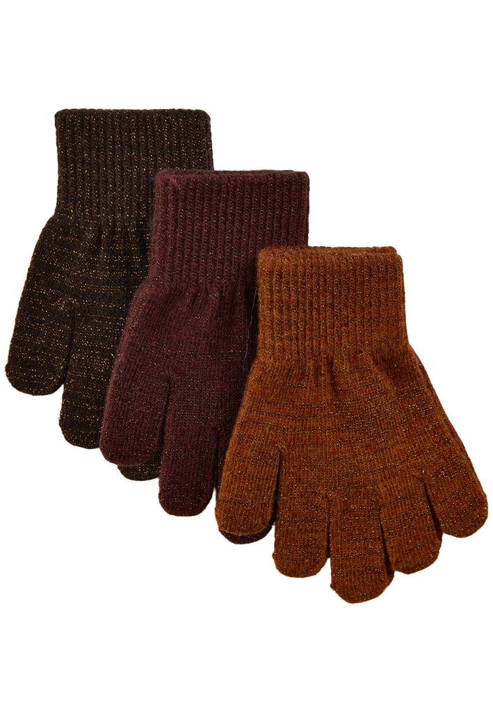 Mikk-line magic gloves 3 pack w. lurex - Decadent chocolate/Ginger bread/Java
